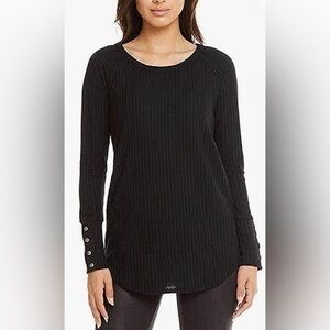 CHASER Long Sleeve Waffle black Thermal Tunic Sweater large